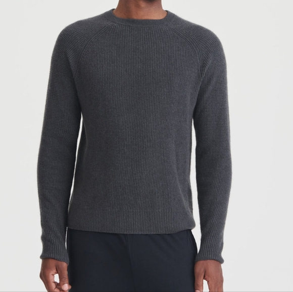 Naadam Cashmere Waffle Knit Sweater Charcoal Grey - Picture 1 of 5